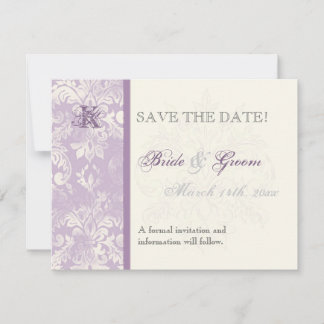 Fleur di Lys Damask - Lilac Guardar tarjeta de fec