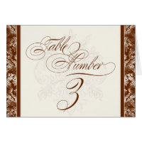 Fleur di Lys Damask - Marrón 3 tarjetas de números