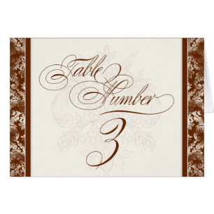 Fleur di Lys Damask - Marrón 3 tarjetas de números