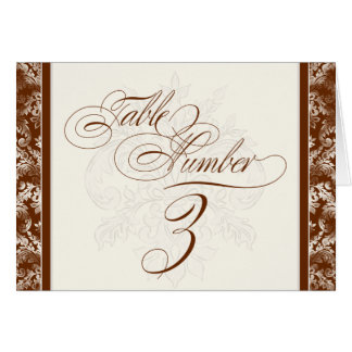 Fleur di Lys Damask - Marrón 3 tarjetas de números