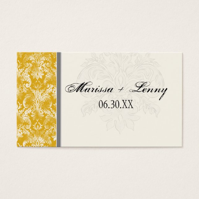 Fleur di Lys Damask Mustard Wedding Favor de la et (Frente)