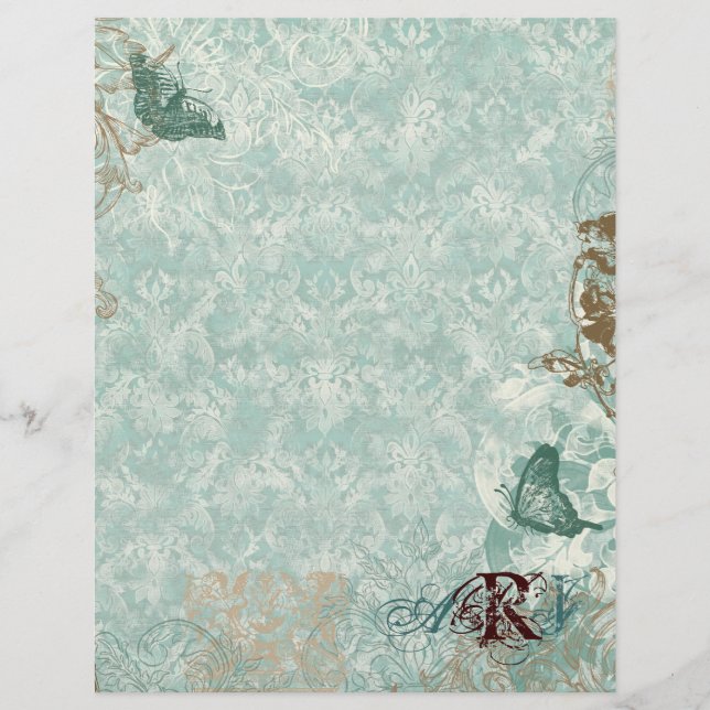 Fleur di Lys Damask - Páginas monogramadas de Scra (Anverso)