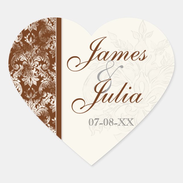 Fleur di Lys Damask - Sello Boda marrón (Anverso)
