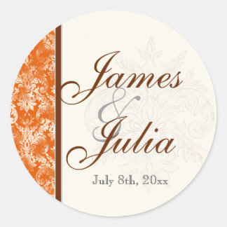 Fleur di Lys Damask - Sello Boda Naranja