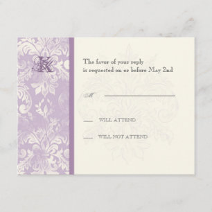 Fleur di Lys Damask - Tarjeta de respuesta Lilac