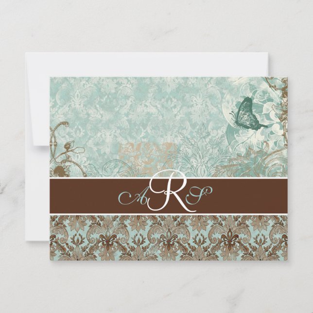 Fleur di Lys Damask - Tarjeta de respuesta RSVP (Anverso)