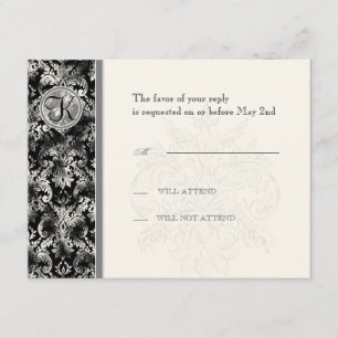 Fleur di Lys Damask - Tarjeta de respuesta RSVP ne