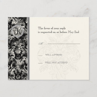 Fleur di Lys Damask - Tarjeta de respuesta RSVP ne