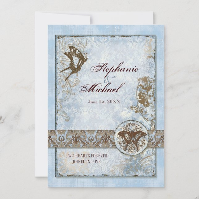 Fleur di Lys Damask vs2 - Invitación a la boda (Anverso)