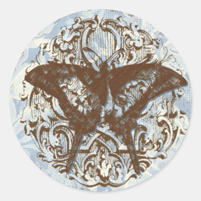 Fleur di Lys Damask vs2 - Sello Pegatina Boda (Anverso)