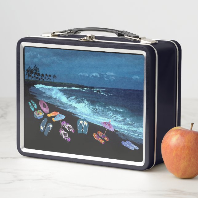 Flip Flop Beach Fiesta Retro Lunch Box (In situ)