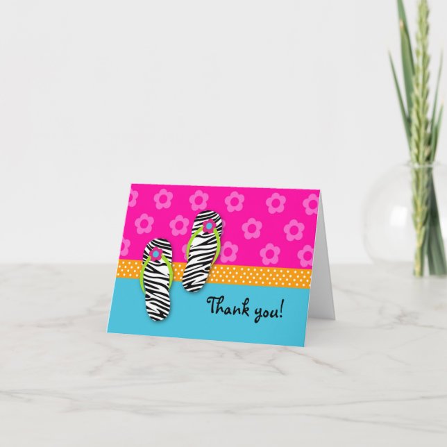 Flip Flop Pool Fiesta plegado Gracias tarjetas de  (Anverso)