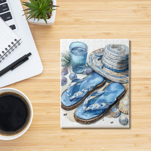 Flip Flop y rompecabezas Gorra en la playa costera