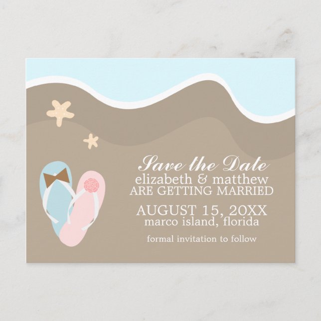 Flip Flops Beach Wedding Invitaciones (Anverso)
