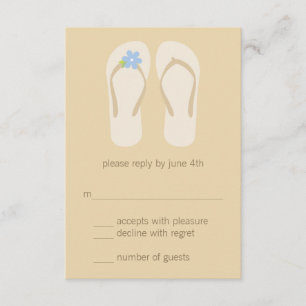 Flip Flops Beach Wedding Tarjetas RSVP - Azul