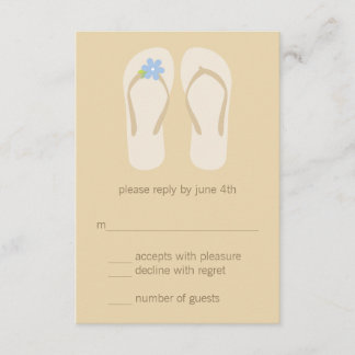 Flip Flops Beach Wedding Tarjetas RSVP - Azul