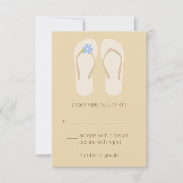 Flip Flops Beach Wedding Tarjetas RSVP - Azul (Anverso)