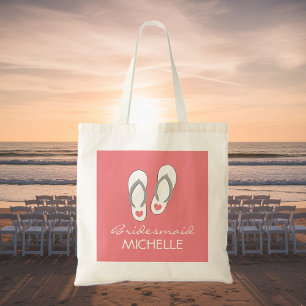 Flip flops de playa color rosa coral boda bolsas d
