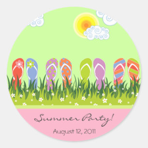 Flip Flops Fun En El Sol Fiesta Pegatina