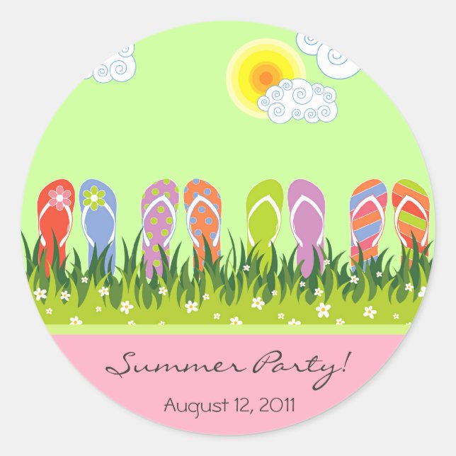 Flip Flops Fun En El Sol Fiesta Pegatina (Anverso)