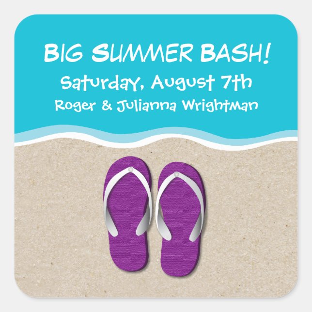 Flip Flops on the Beach Fiesta Pegatina (Anverso)