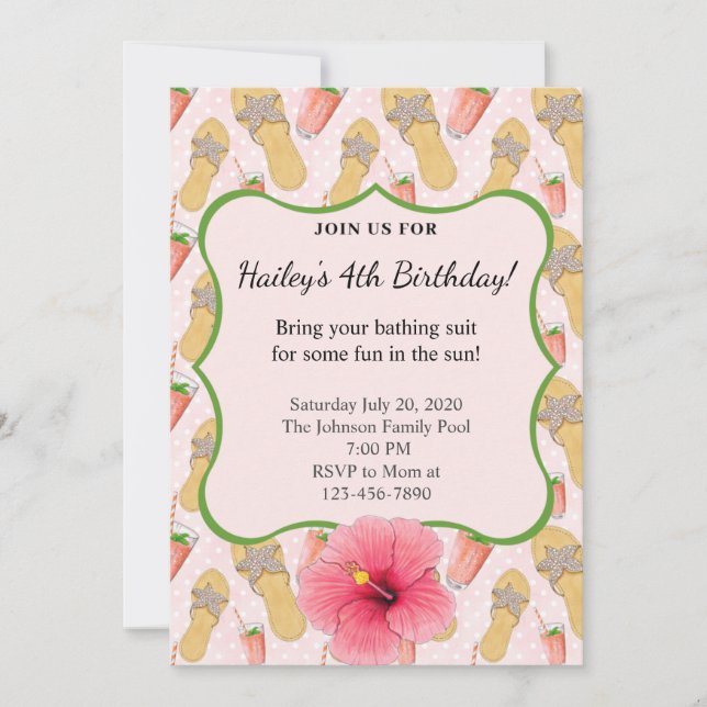 Flip Flops y la invitación a la fiesta de cumpleañ (Anverso)