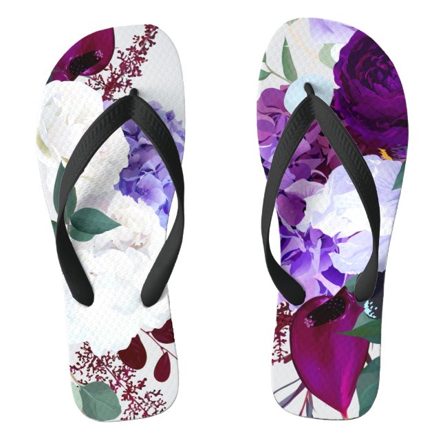 Flipflop Sandalias Lavender Hibiscus on White (Plantilla)
