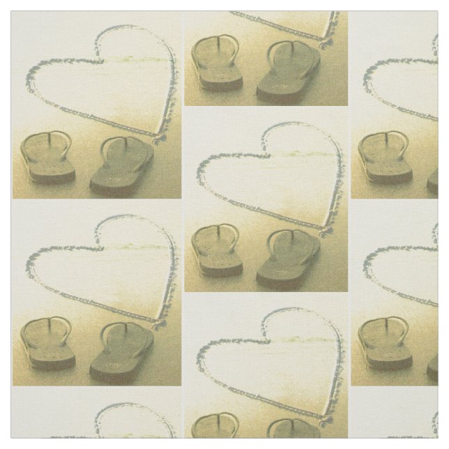 Flips-flopes y tela de la playa del corazón de la (Retal)