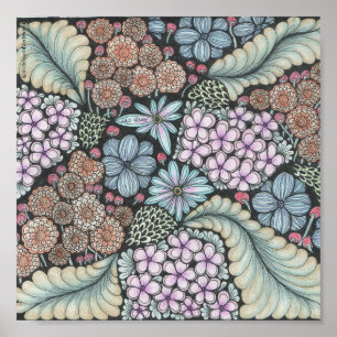 Flor1 impresión de doodle 8x8in