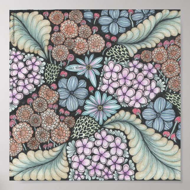 Flor1 impresión de doodle 8x8in (Frente)