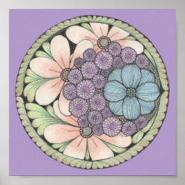 Flor4 doodle de impresión 8x8in.