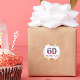 Flor 60 cumpleaños gracias pegatinas 60 años
