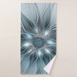Flor abstracta alegre azul gris fractal floral