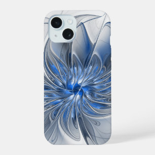 Flor abstracta azul gris arte fractal de acuarela