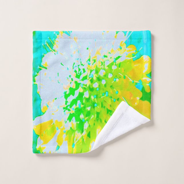 Flor abstracta de incushión en amarillo y verde (Toallita)