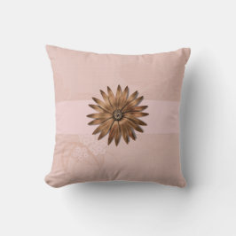 Flor abstracta delgada en Cojín decorativo rosa pá