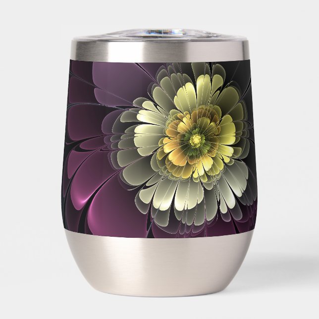 Flor abstracta moderna purpura gris khaki (Frente)