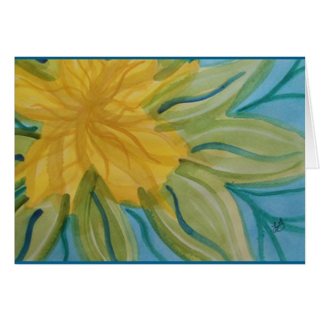 Flor abstracta viva del amarillo de la acuarela (Anverso (Horizontal))