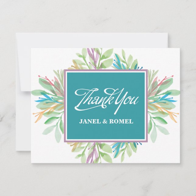 Flor acuarela 4 - Tarjeta de agradecimiento (Anverso)