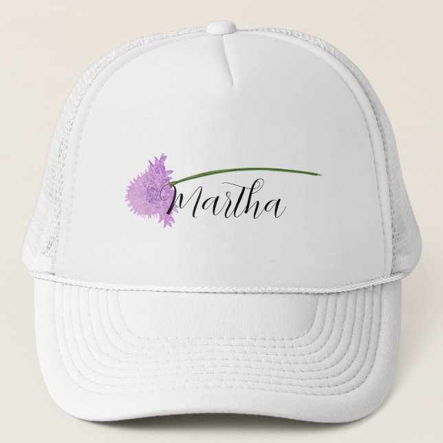 Flor acuarela con tu nombre Sombrero Camionero (Anverso)