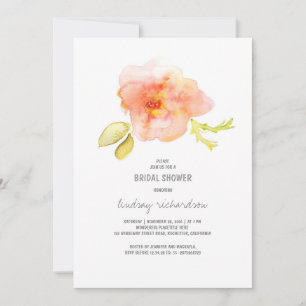 flor acuarela pintada ducha de novia invitación