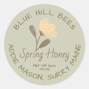 Flor acuática amarilla de la etiqueta de miel de p