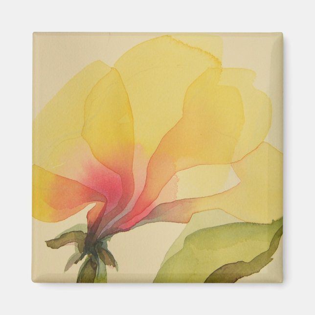 Flor amarilla, acuarela, imán (Frente)