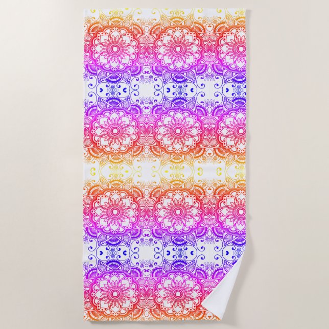 Flor arco iris Mandala Pattern 2 Toalla de playa (Anverso)