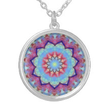 Flor arcoiris Mandala Ronda collar de pendant