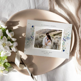 Flor azul acuarela Guardar la postal de fecha