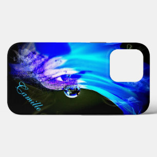 Flor azul brillante W/Water Drop iPhone 5 Funda