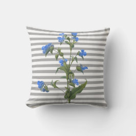 Flor azul gris rayado almohada doble cara