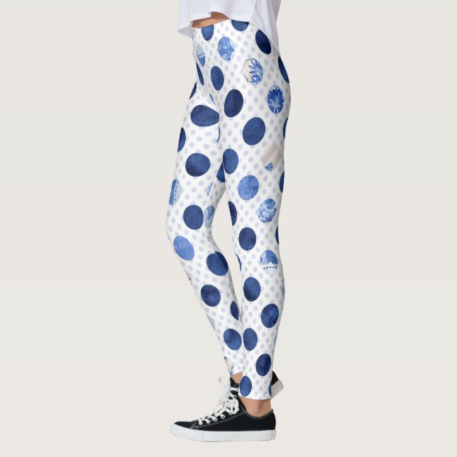 Flor azul Impresión Floral Leggings Mujeres (Izquierda)