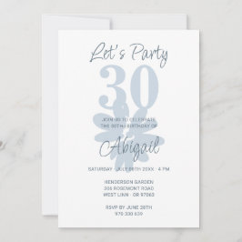 Flor azul moderna Invitación de cumpleaños número 